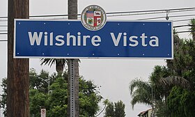 Wilshire Vista neighborhood sign located at the intersection of Pico Boulevard and Stanley.