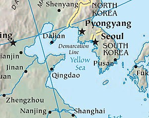 Map of Yellow Sea. Cropped from CIA World Fact...
