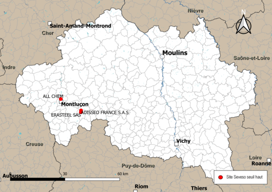 Carte des sites Seveso seuil haut.