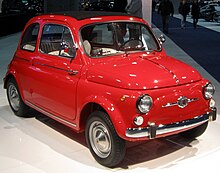 The Fiat 500, launched in 1957, is considered a symbol of Italy's economic miracle. 1962 Fiat 500 -- 2012 DC 2.JPG