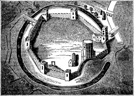 Иллюстрация 16-го века Оксфордского замка