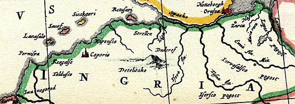 Дятлицы (Detelitzko) на карте Андерса Буре[швед.]. 1626 год