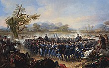 The Battle of Rio San Gabriel, was a decisive battle action of the Mexican-American War (1846-1848) as part of the US conquest of California. Battle of Rio San Gabriel.jpg