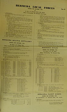 Bermuda Local Forces Orders, October, 1954 Bermuda Local Forces Orders No 9 for October, 1954.jpg