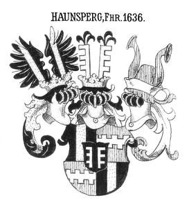 Freiherrliches Wappen der Haunsperger von 1636 nach Johann Siebmachers Wappen-Buch