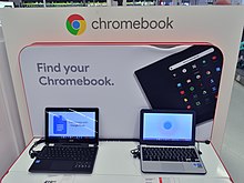 Chromebooks at a Staples retail store ChromebookStaplesStore.jpg