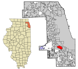 Location in Cook County and the state of Illinois.