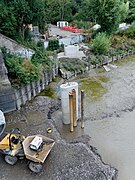 Newly-cast concrete footings