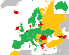 Mapa z zaznaczeniem państw uczestniczących