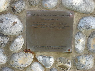 Surfers' memorial plaque East Runton Surfers' Memorial Plaque.JPG