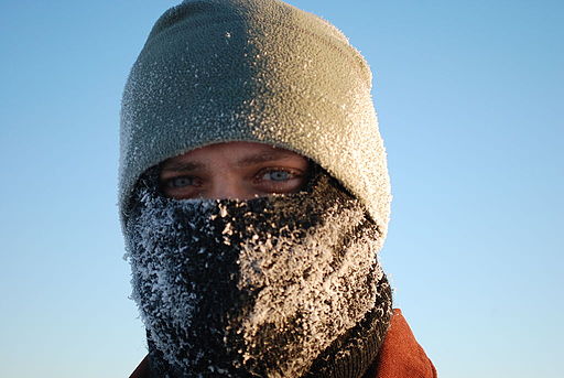 Frost on soldier's balaclava at Fort Greely, Alaska, Jan 12 2011