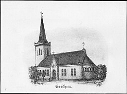 Kyrkan på teckning från 1901.