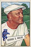 George S. Halas pictured on a baseball card
