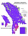 Bulgarialaisenemmistöiset kunnat Moldovassa oranssilla.