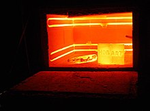 A heat treating furnace at 1,800 degF (980 degC) Heat-Treating-Furnace.jpg