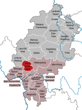 Beliggenhed af Hochtaunuskreis i Hessen