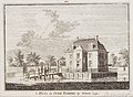 Huis de Oude Tempel bij Winssen, anno 1732, kopergravure/ets van Hendrik Spilman naar een tekening van Cornelis Pronk