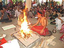 Hindu yajna fire ritual, 2013 Kalyandi durga mondir9.JPG