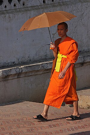 Buddhist monk in the streets of Luang Prabang