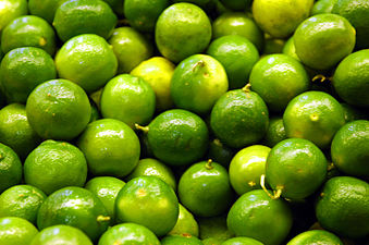 Lime green, Named for the lime fruit, inclines toward yellow.