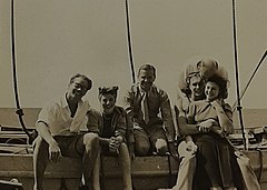 01 November 1943 MS Denbighire Pacific Ocean Engelandvaarders. Henk Elfring, ..., Martin Vollaerts, Daan Otten, ...., ....