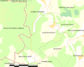 Mapa obce Lisle-en-Rigault