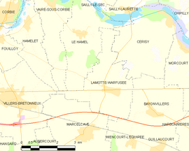 Mapa obce Lamotte-Warfusée