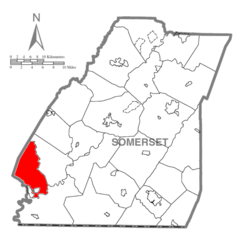 Map of Somerset County, Pennsylvania highlighting Lower Turkeyfoot Township.PNG