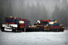 Ocean Eagle and her barge aground. Ocean Eagle and barge aground.PNG