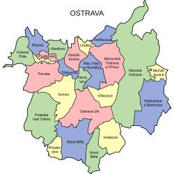 Situo de urba parto Ostrava-Sudo en Ostrava (klakmapo)