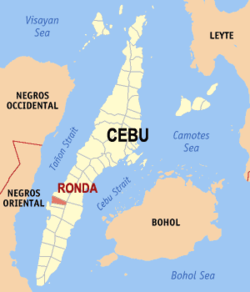 Map of Cebu with Ronda highlighted