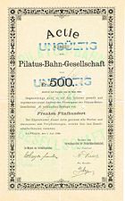 Share of the Pilatus Railway Company, issued 1. July 1888; founder's share