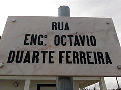 Rua Eng.Duarte Ferreira - placa toponímica em Tramagal