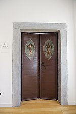 Porta dell'ufficio del Sindaco del Comune di Socchieve all'interno del Palazzo Parussatti