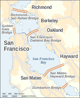 Map of San Francisco Bay bridges