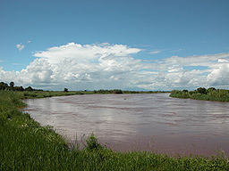 Floden Shire vid Nsanje, Malawi.