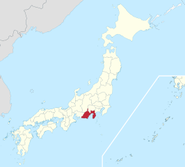 Kaart van Japan met Shizuoka gemarkeerd