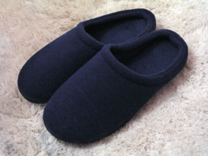 A pair of low-heeled slippers.