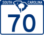 South Carolina Highway 70 marker