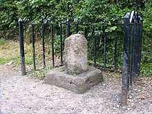 Remains of one of four medieval stone boundary markers for the sanctuary of Saint John of Beverley in the East Riding of Yorkshire St John of Beverley Sanctuary Stone.jpg