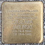 Stolperstein für Czeslawa Jaglinski (Tochter)