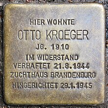 Stolperstein für Otto Kroeger, Utrechter Straße 43 in Berlin-Wedding