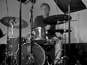 Drummer Tom Rainey perforrming live in concert...