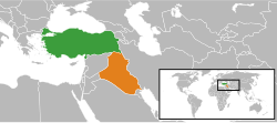 Map indicating locations of Turkey and Iraq