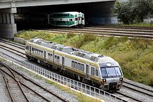 UP Express and GO Transit both serve the Toronto area. UP Express 1005 inbound 2015-09-17.JPG