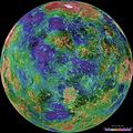 Magellan kaart van Venus; 0 graden Oost
