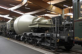 Wagon-torpille exposé à la cité du train de Mulhouse (10 essieux, capacité 100 tonnes).