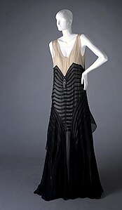 Evening dress from France made of bead-embroidered silk, c. 1930.