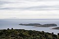 The Tselevinia islands and Ayios Georgios at the horizon, as seen from the Greek mainland.