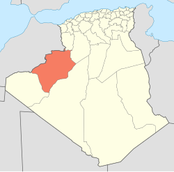 Map of Algeria highlighting Béchar Province